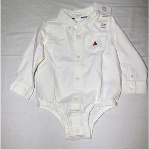 Baby Gap White Oxford 1 PieceSize 18-24 Months Dress Shirt Bodysuit Read Descrip